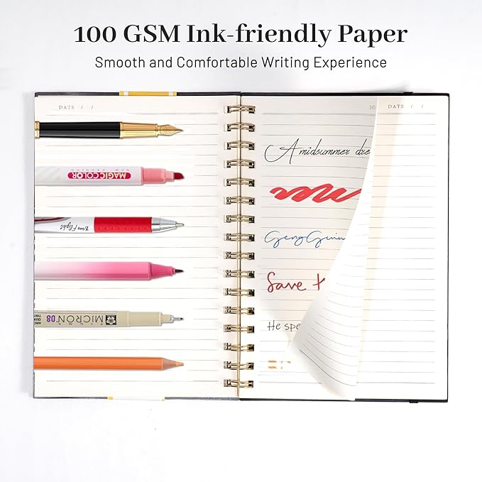 Yoment Lined Spiral Notebook Journal A5 Small Spiral Notebooks 5x7 160 Pages Thick College Ruled Paper Spiral Bound Journal Wire Bound Notebooks for Work Note Taking School, Black