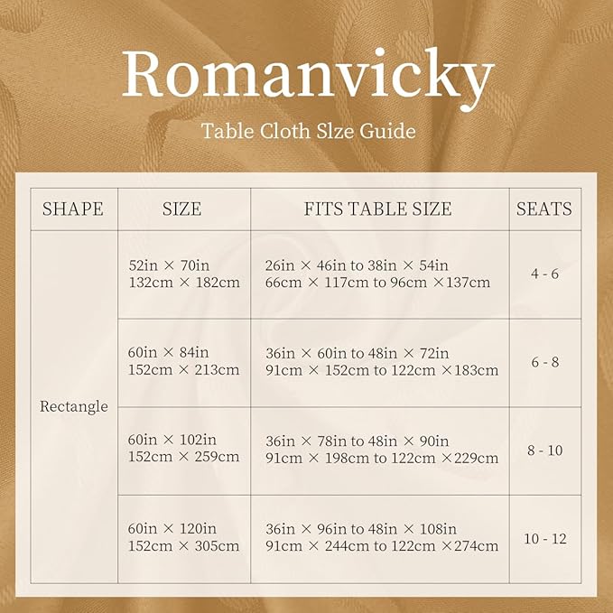 Romanvicky Christmas Jacquard Tablecloth Gold Floral Pattern Rectangle Table Cloth Spill Proof Wrinkle Resistant Polyester Table Cover for Party, Holiday, Thanksgiving Decoration, 60 x 102 Inch