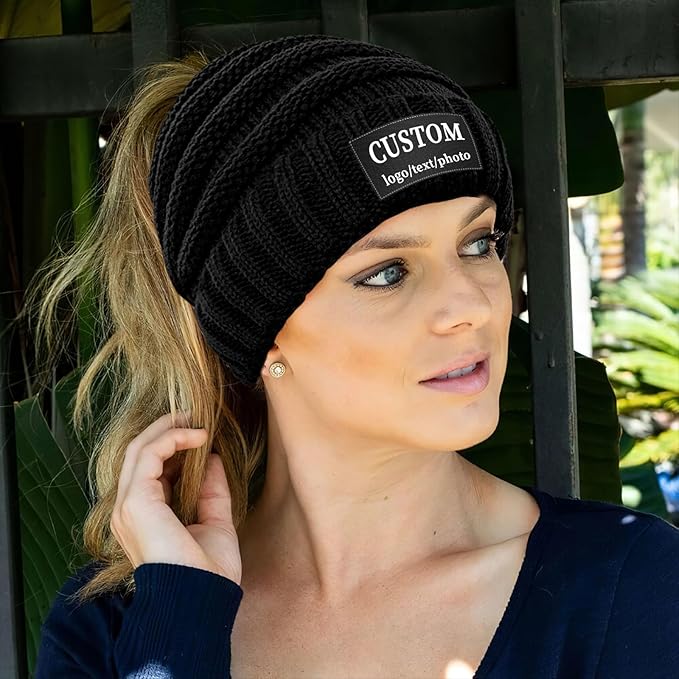 Custom Beanie for Men Women Bulk Custom Winter Hat Beanies with Logo Text Image Personalized Knit Hats Gifts for Business