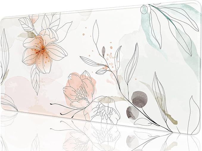 Desk Mat, 32" x 16" XXL Extended Large Gaming Mouse Pad, Desktop Decor Desk Pad, Cute Men Women Office Supplies and Accessories, XL Mouse Mat for Laptop & Keyboard, Watercolor Flowers