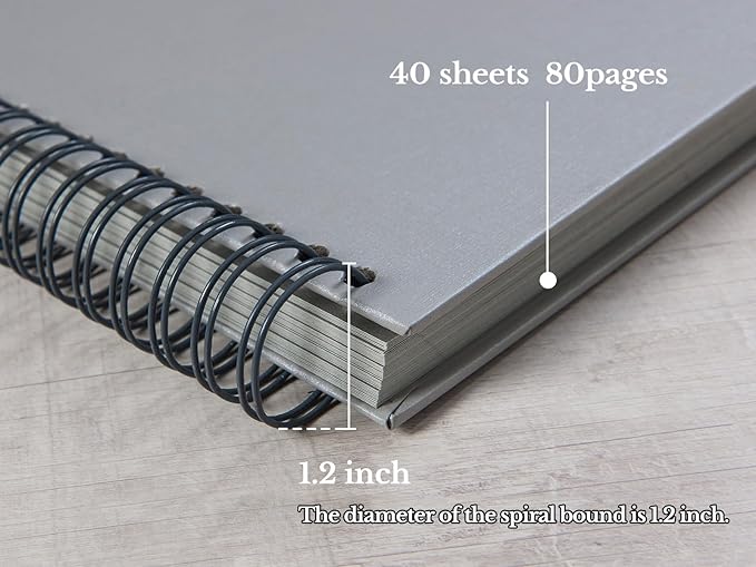 potricher 10 x 10 Inch DIY Scrapbook Photo Album 80 Pages Thick Kraft Blank Gray Paper Memory Book for Wedding and Anniversary Family (Gray, 10 Inch)