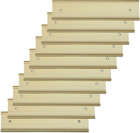 10 Pack 2” x 10” Aluminum Name Plate Holders for Door or Wall, Office Wall Mount Name Plate Holder with Textured Design and Double Sided Tape, for Office, Business, Meeting Room (Gold)