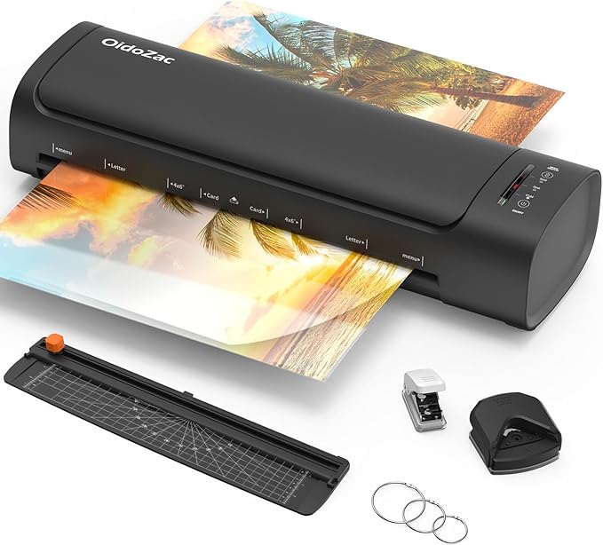 Laminator Machine 13 Inch, 60s Quick Warm-Up Never Jam Laminating Machine with 52 Laminating Sheets, 9 in 1 A3 Thermal Machine Hot & Cold with Paper Trimmer Corner Rounder for Office School Home Use