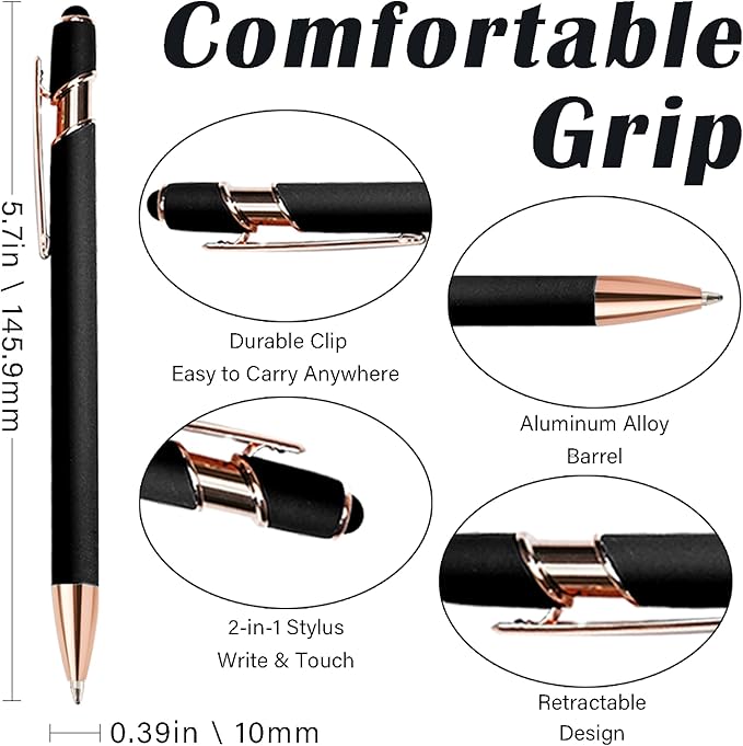 Custom Pens in Bulk with Multiple Colors Options,Engraved Double-Sided Personalized Pens with Design Text, Logo&Touch Stylus,Fine Point Smooth Writing, Ideal for Corporate, Students & Gifts