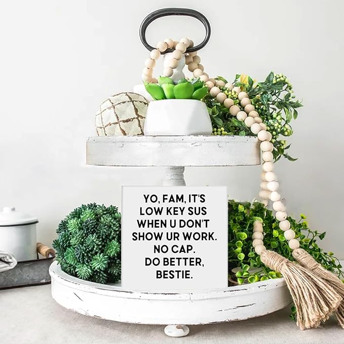 Math Science Teacher Gifts from Student, It's Lowkey Sus When U Don't Show Your Work Wood Sign, Funny Teacher Signs Decor for Classroom