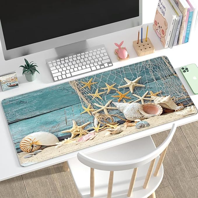 RTGGSEL 31.5x11.8 Inch Non-Slip Long Extended Large Gaming Mouse Pad with Stitched Edges XL Laptops Keyboard Mouse Mat(Starfish)