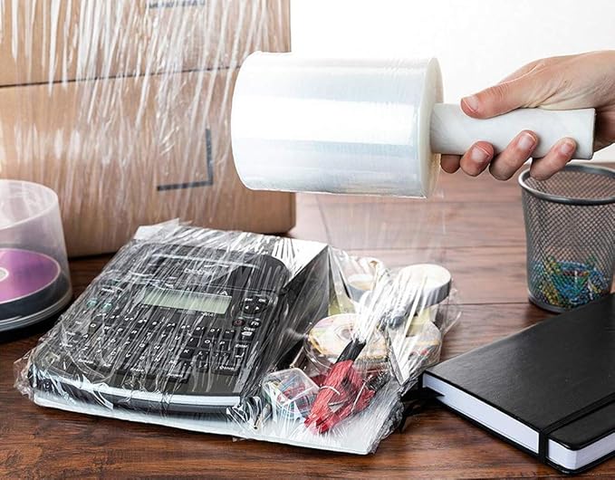 5” Stretch Wrap Mini Film 12 Rolls x 1000 Ft by PackageZoom Industrial Strength Adhering Shrink Wrap Rolls for Box & Furniture Wrapping Heavy Duty, 55 Gauge Clear Plastic Wrap for Moving & Packing
