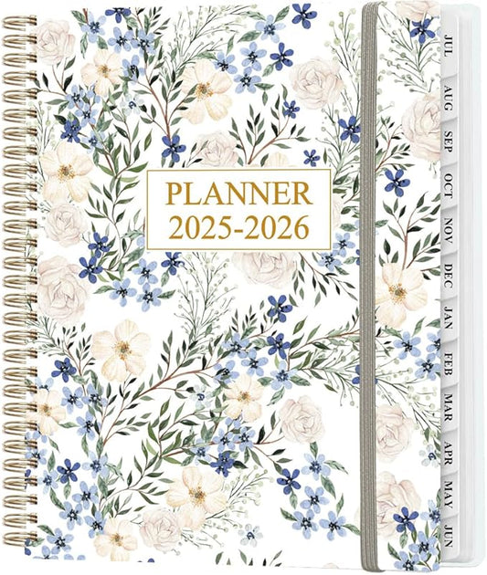 Planner 2025-2026 - Weekly & Monthly Planner from July 2025 to June 2026, Agenda 2025 2026 with Inner Pocket, Elastic Band, 8.5" x 11", Crushed Flower