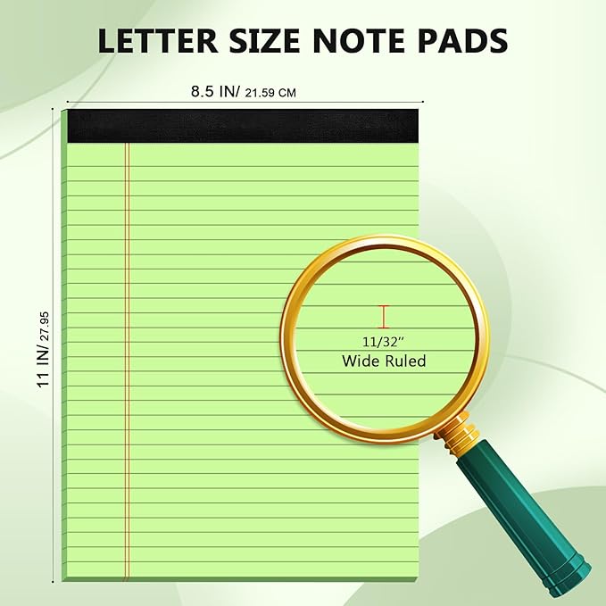 Legal Pads 8.5 x 11, Colored Note Pads 8.5 x 11, Wide Ruled Paper, 3 Pack Notepads 8.5 x 11, to Do List Notepad, Perforated Lined Paper, 30 Sheets/Pad, Multicolor Writing Pad for School, Home, Office