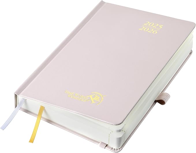 POPRUN 2025-2026 Daily Planner One Page Per Day (Medium - 5.75'' x 8.5'') - Academic Calendar (July 2025 - June 2026), 2025 Day Appointment Book with Monthly Tabs, Hardcover - Light Pink