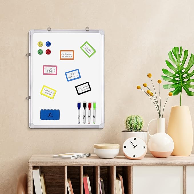 Dry Erase Magnets Set - 24 Pack - 3x2 in Whiteboard Magnetic Notes Planning Pads Labels - Small White Board Magnet Strips Name Tags for Home, Office and Classroom