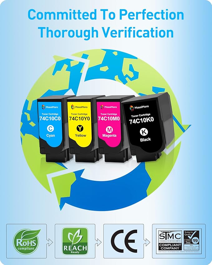 MasaiMara 74C10 74C10K0 74C10C0 74C10M0 74C10Y0 Compatible Toner Cartridges for Lexmark CS720 CS720de CS720dte CS725 CS725de CS725dte CX725 CX725de CX725dte CX725dhe CX725dthe Printer