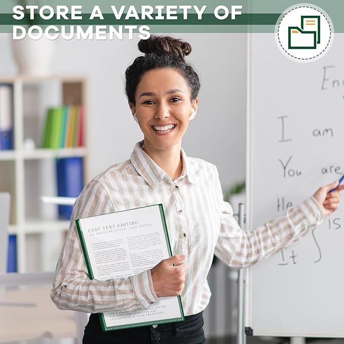 Henoyso 48 Pcs Plastic Folders with Clear Front Pocket and 3 Prong Take Home Plastic 2 Pocket Folder Back to School for Students Parent Teacher Communication for School Office (Dark Green)