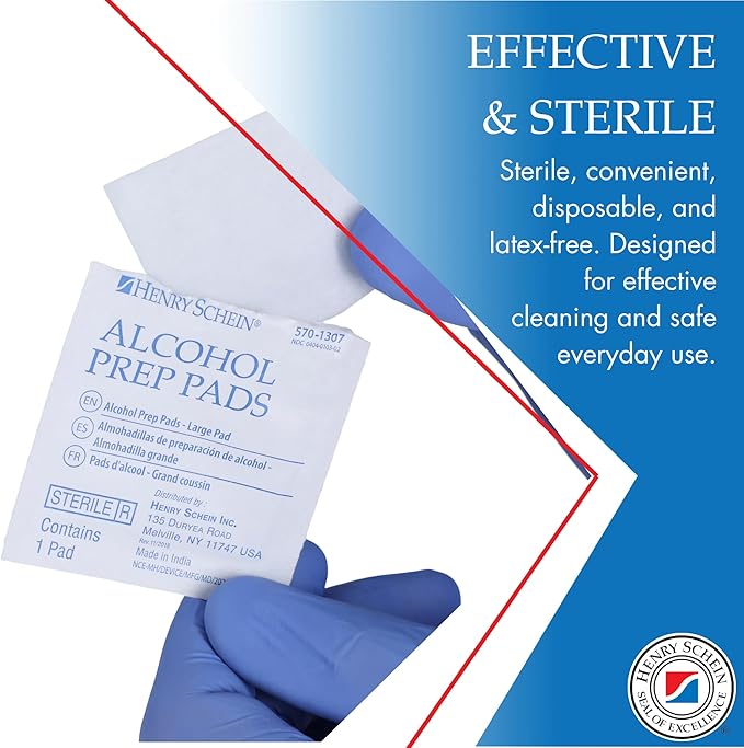 Large Alcohol Prep Pads (2 Boxes, 400 Total) – 70% Isopropyl Alcohol Wipes, Individually Wrapped – 2-Ply, Textured – Skin Prep Alcohol Swabs – Sterile Pads
