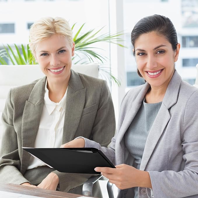 Patelai 48 Pcs Plastic Folders with 2 Pockets and 3 Prongs Home Folders with Card Slot Letter Size Heavy Duty Report Covers for Back to School(Navy Blue,Black,Classic)