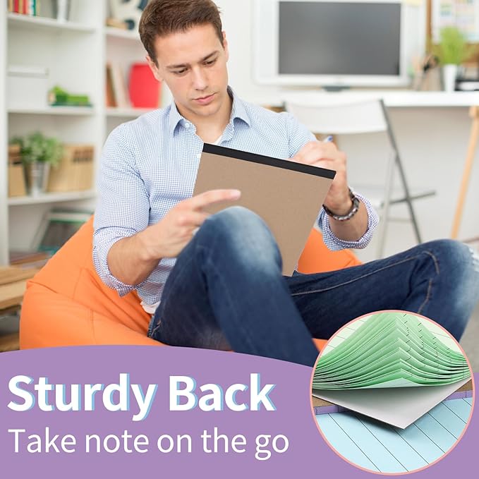 Colored Legal Pads, 3 Pack Writing Pads 8.5 x 11 inch, Micro Perforated Notebooks with Sturdy Back, Wide Ruled, 30 Sheets Per Writing Pad for School, College, Office, Professional (Blue/ Pink/Green)