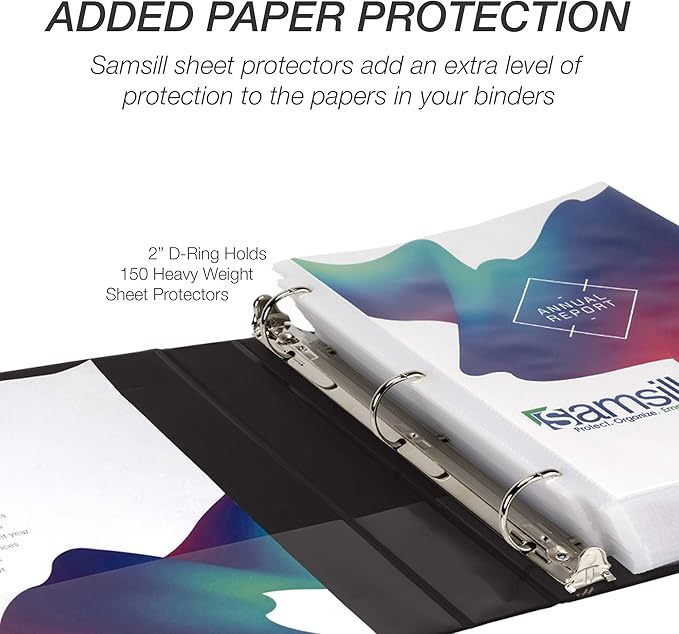 Samsill Durable 2 inch 3 Ring Binder, Made in USA, D Ring Binder, FSC 100% Recycled Chipboard, Black, 4 Pack