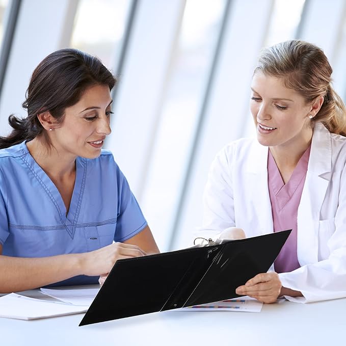 TaoBary 10 Pack 3 Inch Binders 3 Ring Heavy Duty Black Round Rings Bulk 11.6" x 10.4" Presentation Folder View Binder with Pockets Binder for Christmas Office Gifts Supplies Teacher Student Home