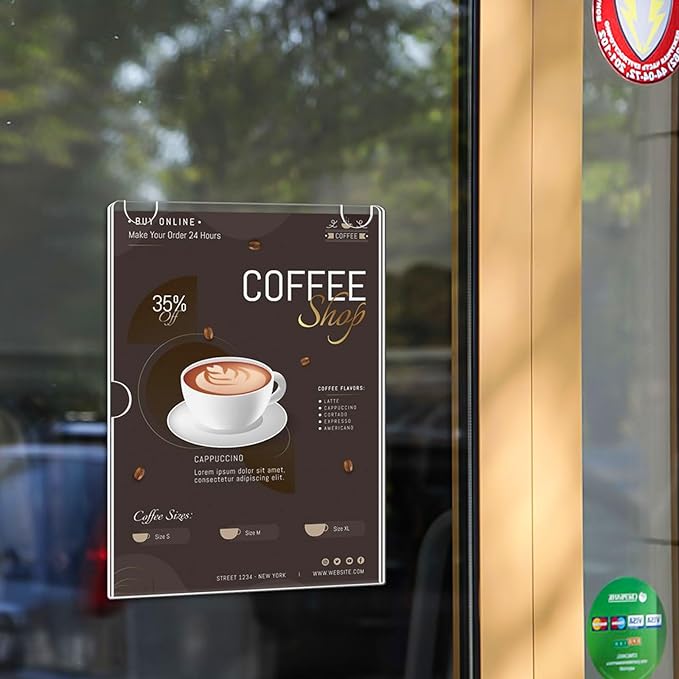 6pack Acrylic Wall Sign Holder with Serews&Tape,8.5 X 11 Wall Mount Clear Plastic Sign Holder,Memo Document Menu Holder for Restaurant, Office, School, Store and Home Use,Support No Drilling