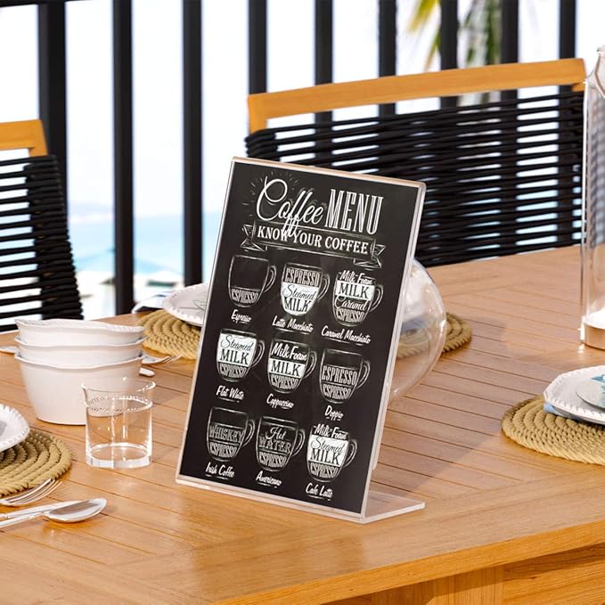 NIUBEE 6Pack Slant Back Acrylic Sign Holder 5x7 inches, Clear Vertical Picture Frames Frames, Desktop Flyer Holder Document Holder Paper Display Stand