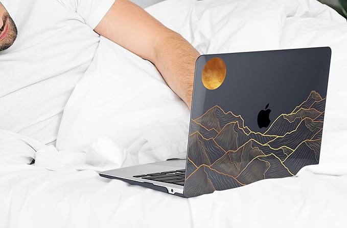 DONGKE Compatible with MacBook Air 13 inch Case 2021 2020 2019 2018 Release A2337 M1 A2179 A1932 with Retina Display Touch ID, Plastic Hard Shell & Keyboard Cover - Abstract Mountain