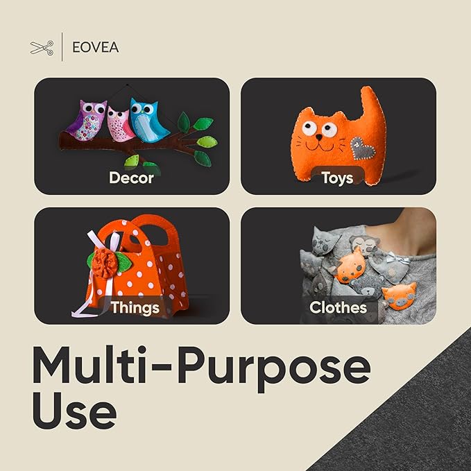 EOVEA | Acrylic Felt Fabric by The Yard - Non-Stiff, Soft Material - 72" Wide - 1.6mm Thick Felt Sheets for DIY Crafts, Sewing, Upholstery, Cushion, Padding(Black, Half Yard)