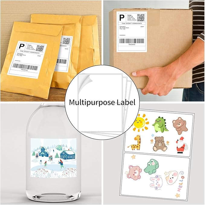 Coopaty Half Sheet Shipping Labels 8.5" x 5.5" Sticker Labels for Laser & Ink Jet Printers, 2 Per Page Self Adhesive Mailing Labels for Packages (10000 Labels)