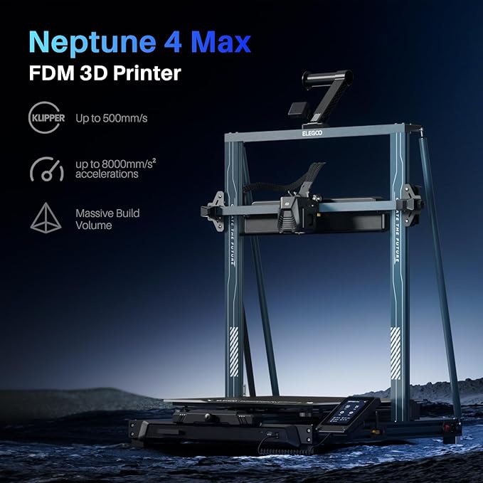 ELEGOO Neptune 4 Max 3D Printer, 500mm/s Fast Printing, Support 300°C Printing, Auto Leveling and Direct Drive Extruder, 420x420x480mm Large Build Volume
