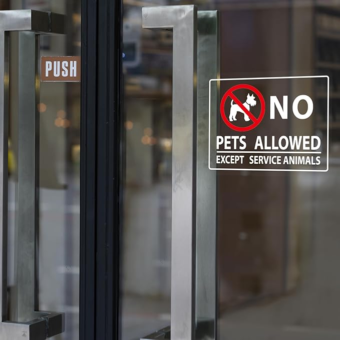 No Pets Allowed Sign for Business Sign 10x8 Inch Sticker Vinyl Window Door Sign Waterproof UV Proof Decal 2 Pack