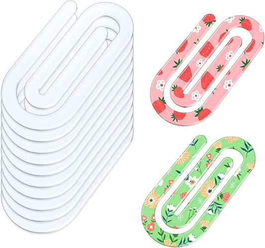 10 Pack Sublimation Blanks Acrylic Paper Clips, 4" x 2" Jumbo Paper Clips Clear for Heat Transfer DIY Design, School Classroom Stationery Office, Home Gift Crafts Supplies