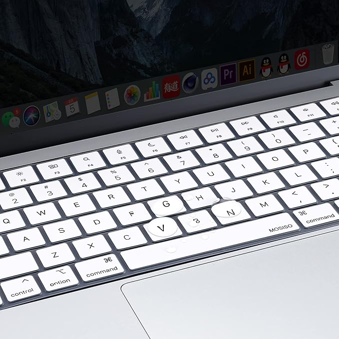 MOSISO Keyboard Cover Skin Compatible with MacBook Air 15 inch M3 A3114 M2 A2941/Air 13.6 A3113 A2681/Pro 14/16 M4 M3 M2 M1, White