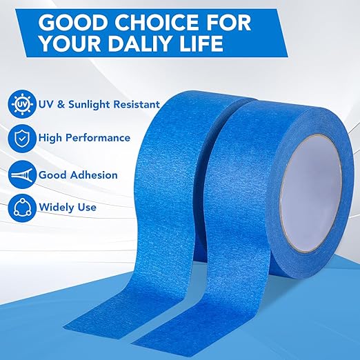 VOISEN 10 Rolls Painters Tape, Blue Painters Tape, 2 Inch Wide (1.85 in x 55 Yds), Masking Tape for Multi-Purpose, Masking Tape Bulk,DIY Artist Craft Arts, Decoration, Drafting, No Residue