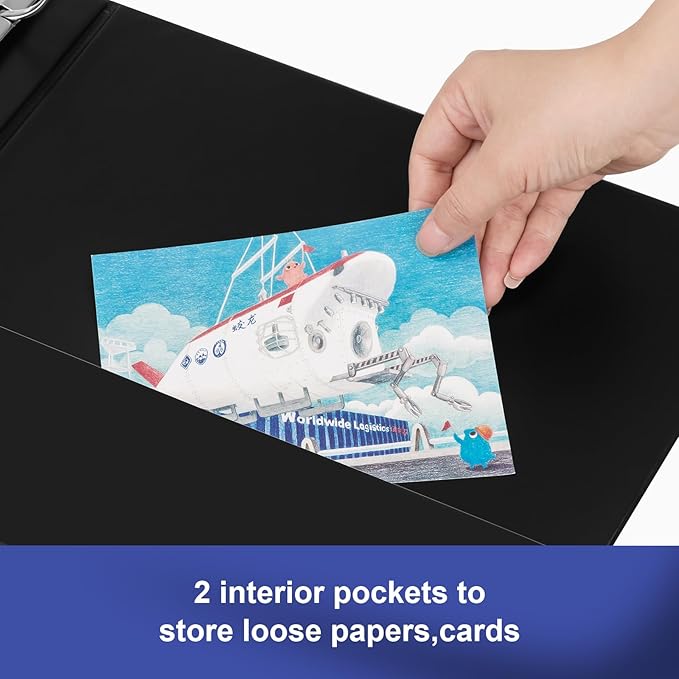 Comix Sturdy 3 inch Round Ring View Binder, Basic 3 Ring Binder 600-Sheet Capacity, Fit 8.5" x 11" Paper, 6 Pack (Black)