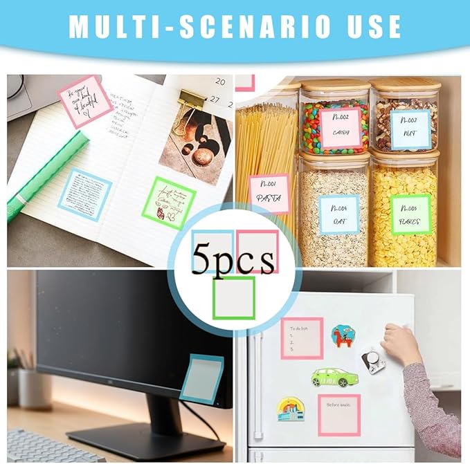 5pcs Sparkle Sticky Notes, Clear Post It Notes Pastel, Cute Self Adhesive Note Memo Pads, Small to Do List,See Through Notes, Office Supplies, Transparent Glitter Notepads Stationery