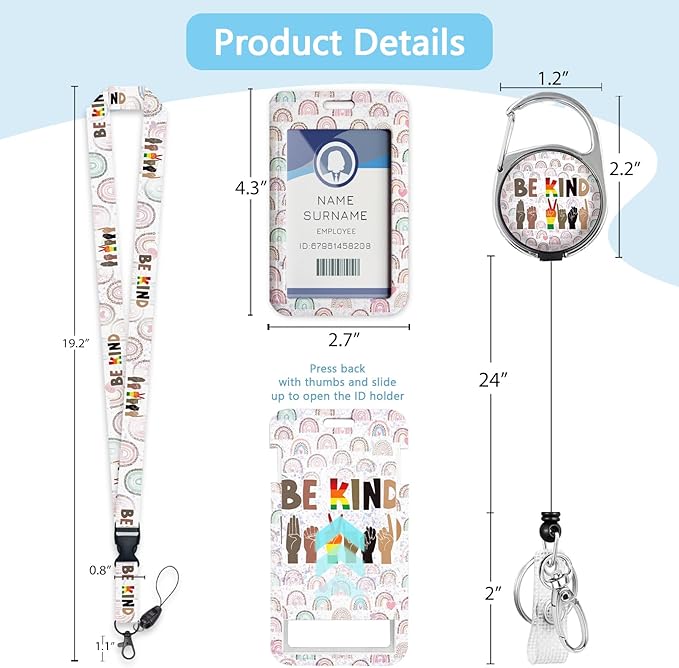 Gctriki Teacher Lanyards for ID Badges - Heavy Duty Retractable Badge Reel with 360° Carabiner Clip, Id Badge Holder with Lanyard for Women Nurse, School Office Supplies - Teacher Appreciation Gifts