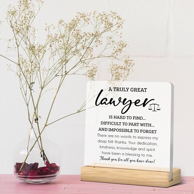 Lawyer Gifts for Men Women Lawyer Attorney Appreciation Thank You Graduation Gifts for Law-yer Office Desk Decor for Home Acrylic Sign Christmas Gift