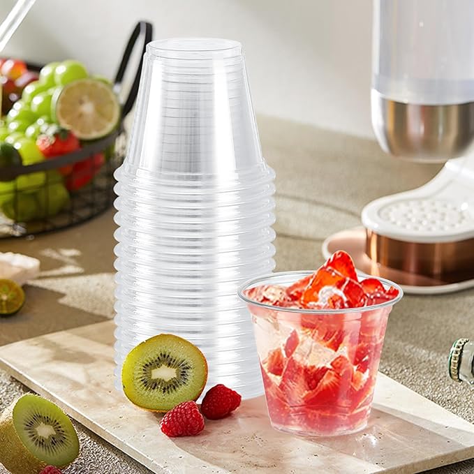 300 Pack 9 oz Clear Plastic Cups, Disposable Cocktail Cups (No Lids) for Party, Wedding, PET Plastic Cup Bulk, Fancy Party Drinking Cup, Clear Tumblers for Cold Beverage