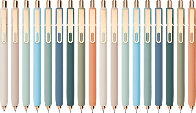 Linbsunne Gel Pens Black Ink Pens for Office 0.5mm Fine Point Pen Smooth Writing Retractable (Metal gold clip-18 pcs)