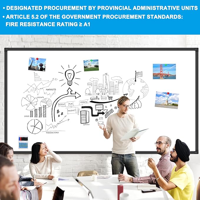 H-Qprobd 96"x48" White Board for Wall Commercial-Grade Large Magnetic Dry Erase Board with with All Kits, 4'x8' Presentation Whiteboard for Office, Gov't, Classroom & Conference Rooms, Home