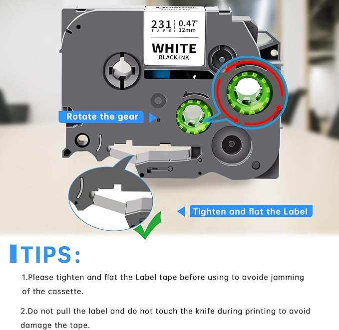 Unismar Tze 12mm 0.47 Laminated White Tape Compatible for Brother Label Maker Tape Work for Ptouch PT-D220 PTD210 PTH110 PTH100 PTD600 PTD200, Black on White 1/2'' x 26.2', 30 Pack