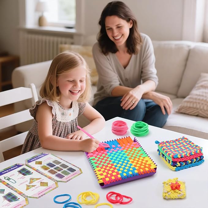 MagicKidz Weaving Loom Kit Toy - Birthday Gifts for Kids 6 7 8 9 10 11 12 Years Old - Arts and Crafts Kit for Girls Ages 6-8 10-12, DIY Potholder Knitting Kit with Loops