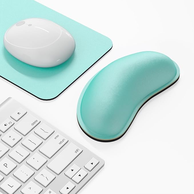 Dapesuom Mouse Wrist Rest, Ergonomic Memory Foam Mouse Wrist for Computer Desk Mats Support, Hand Rest Pad Cushion for Gaming, Office, Laptop, Men, Women, Pain Relief & Easy Typing, Malachite Green