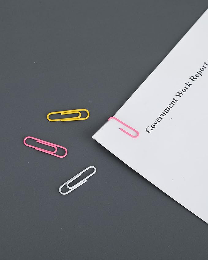 PAPERPAL Paperclips for Office School & Personal Use, Duo Size Vinyl Coated Paper Clip (2" & 1-2/7"), 540 Large & Medium Size Paper Clips (360 in No.1 Size, 180 in Jumo Size), Assorted Color