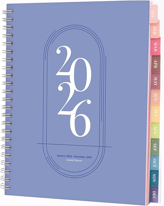 Rileys 2026 Planner, Agenda Planner With Weekly And Monthly View, Daily Agenda Book And Yearly Planners Calendar Book, Spiral Bound With Tabs, Notes, Goals And Holidays (Blue, 8 x 6 in)