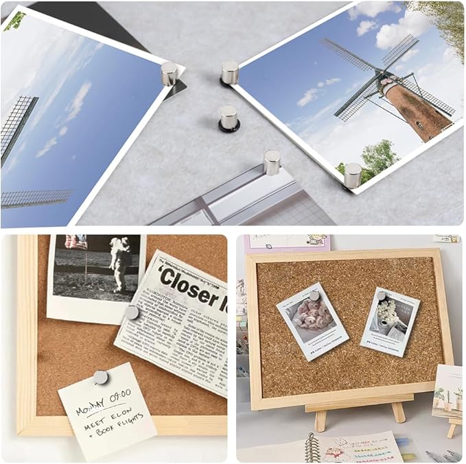 50 Sets Magnetic Pushpins, Magnet Thumbtack, Poster and Photo Hangers for Walls Bulletin Boards