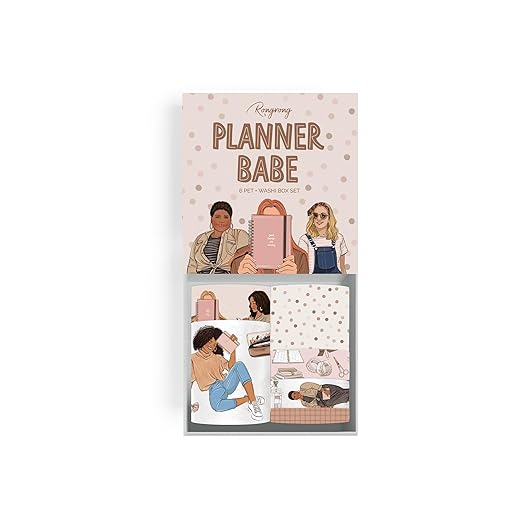 Rongrong Planner Babe PET + Washi Tape Box Set – for The Girl Who Plans in Style! Fun, Chic Decorative Tapes for Journals, Planners, Hobonichi & Scrapbooking Magic
