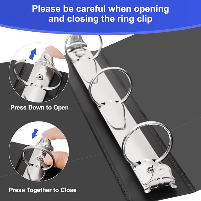 COMIX Sturdy 3 Ring Binder 1 inch with Clear View Cover, 1" Round Ring View Binder, PVC-Free, 200 Sheets Capacity of US Letter Size Paper, Office ＆ School Supplies, Pack of 12 (Black)