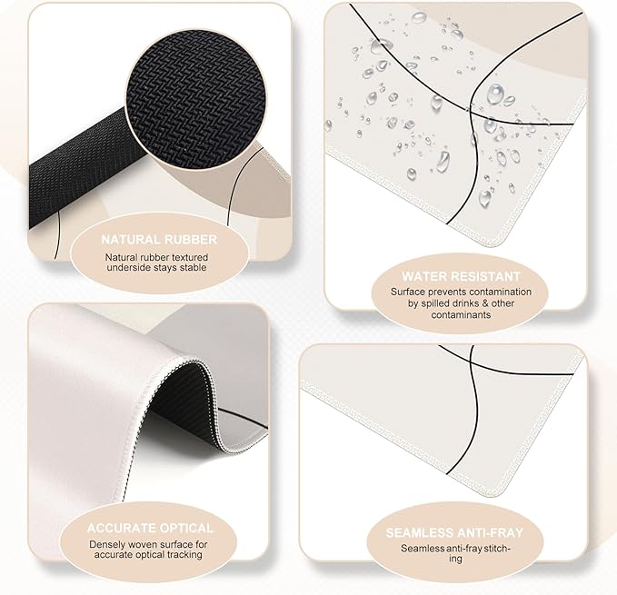 iCasso Extra Large Mouse Pad with Wrist Rest, 3in1 Big Full Desk Mousepad + Keyboard Wrist Rest+Mouse Wrist Rest, Easy Typing Pain Relief, Ergonomic XXL Ultra Thick Long Desk Mat (Brown Art)