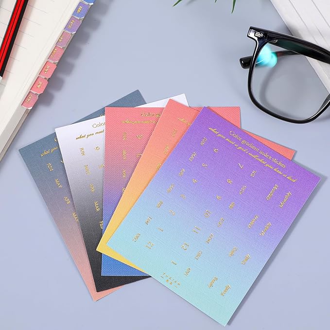 10 Sheet Monthly Tabs for Planners, Gradient Color Monthly Planner Tabs, Self-Adhesive Month Dividers Notebook Index Planner Tabs for Journal, Notebook, Agendas, Organizers, Office Supplies