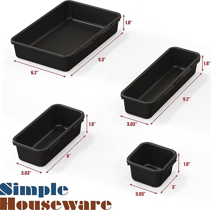 Simple Houseware Interlocking Desk Drawer Bins Organizer, 10 Packs, Black